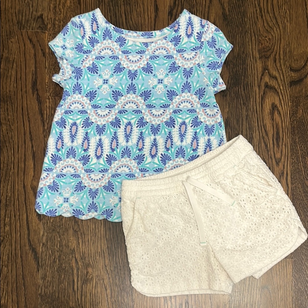 Cat & Jack White Eyelet Shorts and Top 5T